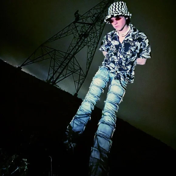 AHP Light Blue Stacked & Distressed Panel Jeans - Picture 9 of 9